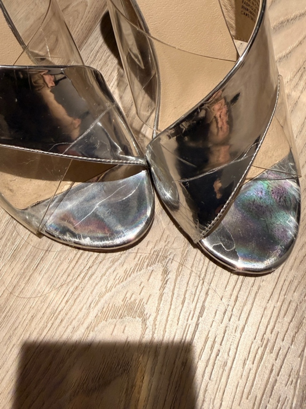 Metallic silver Women’s Block Heel Mules - Picture 6 of 9